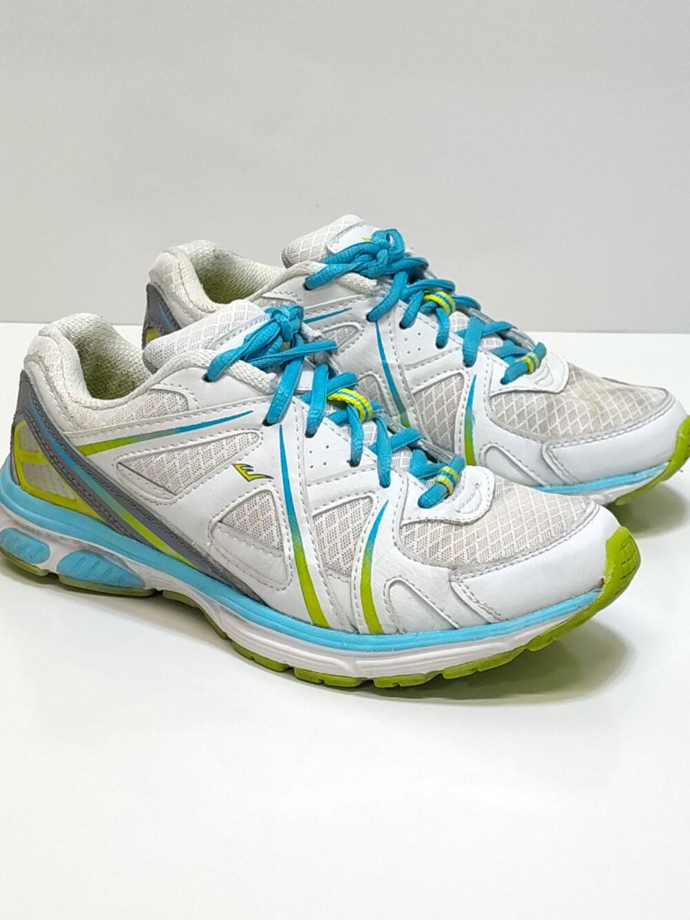 Everlast Sport Womens 8 Wide White Blue Lime Athletic Running Sneakers Shoes